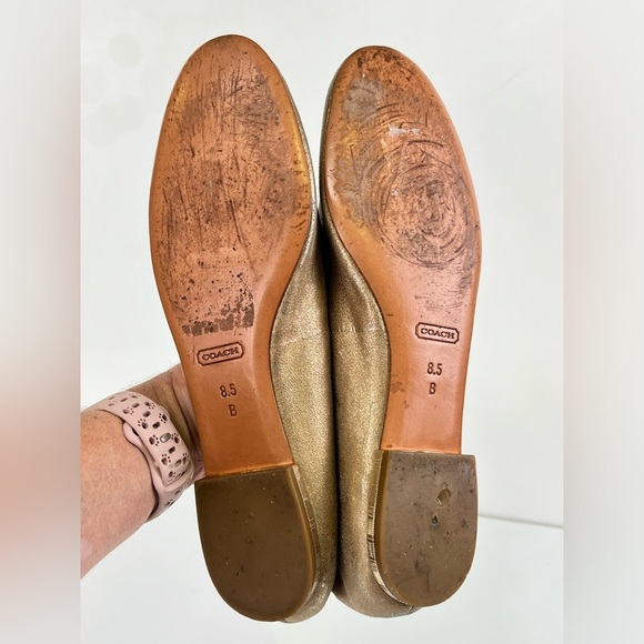 COACH Metallic Gold CATRIN flat loafers size 8.5 - Picture 6 of 8
